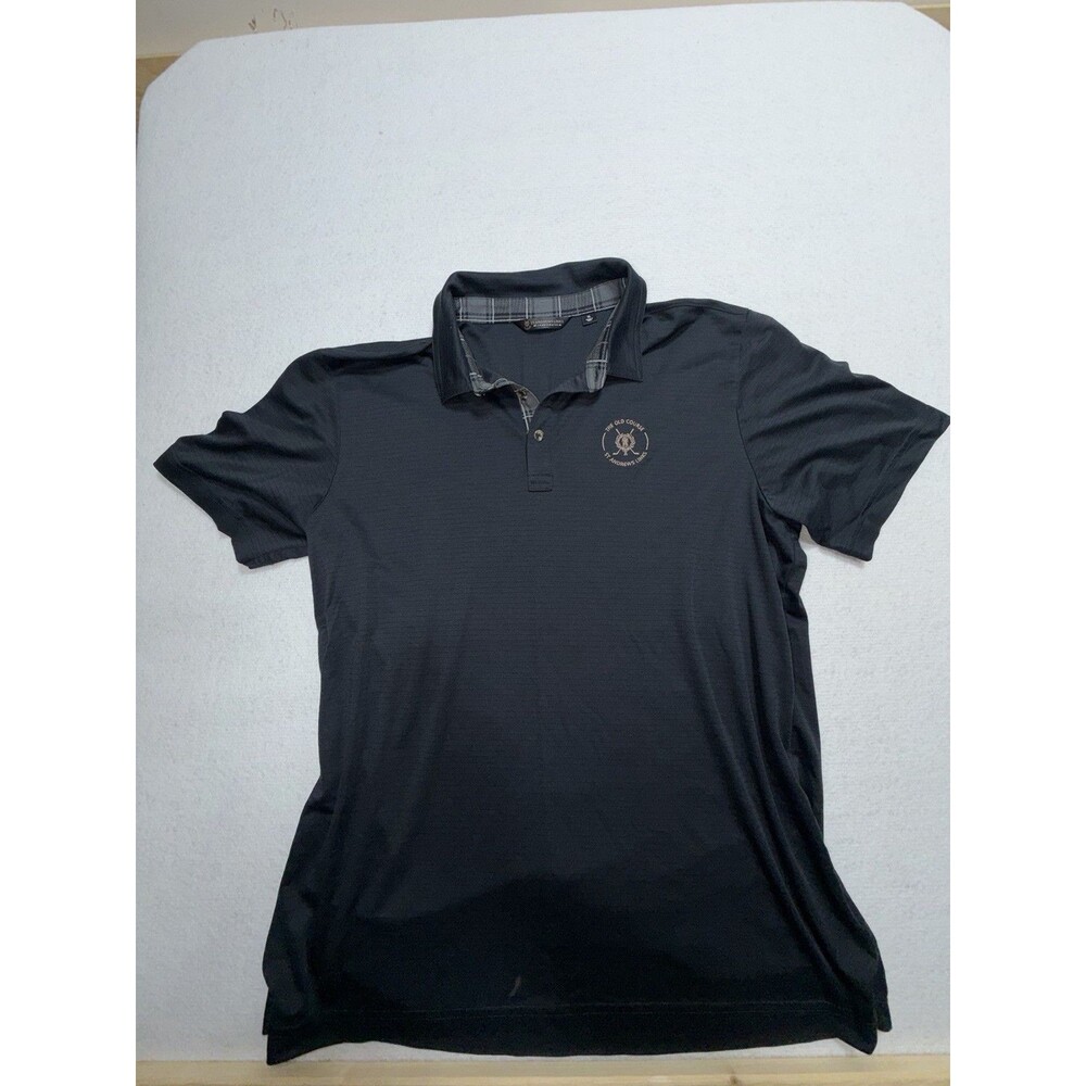 TravisMathew St Andrews Links Old Course Golf Polo Men's XL Black Tartan